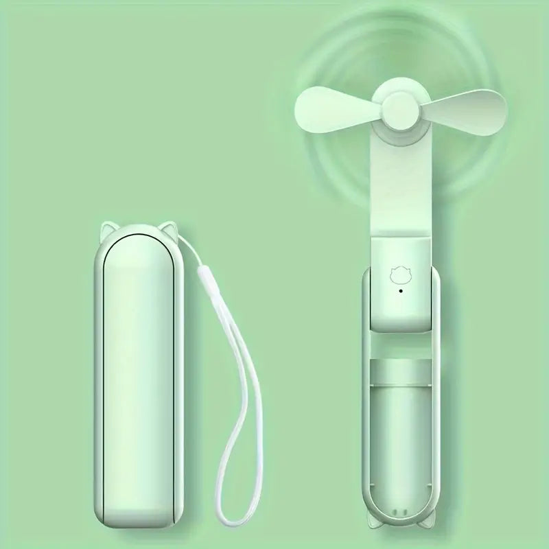 Mini Ventilateur USB Portable Pliable – Design Oreilles de Chat, Rechargeable et Silencieux