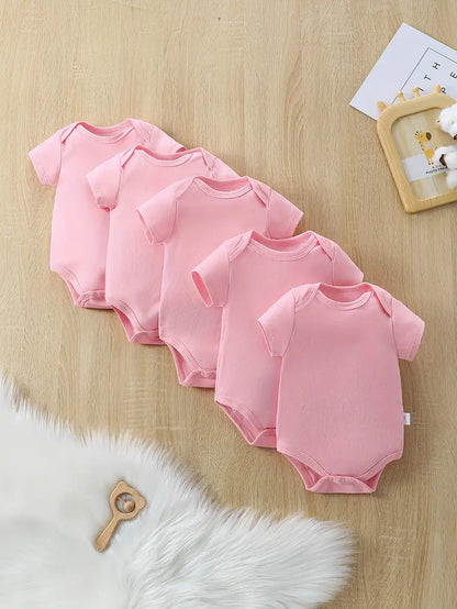 Lot de 5 bodies bébé – Cadeau naissance coton doux manches courtes