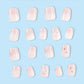 Faux Ongles Dégradé Rose Nude avec Fleurs 3D Blanches – Élégance Naturelle pour Manucure Chic