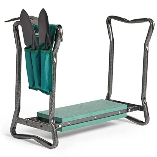 Tabouret de jardin pliable avec coussin et outils Siège agenouilloir confortable pour travaux de jardinage