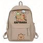 Sac à dos enfant garçon et fille motif capybara – Cartable scolaire mignon et spacieux