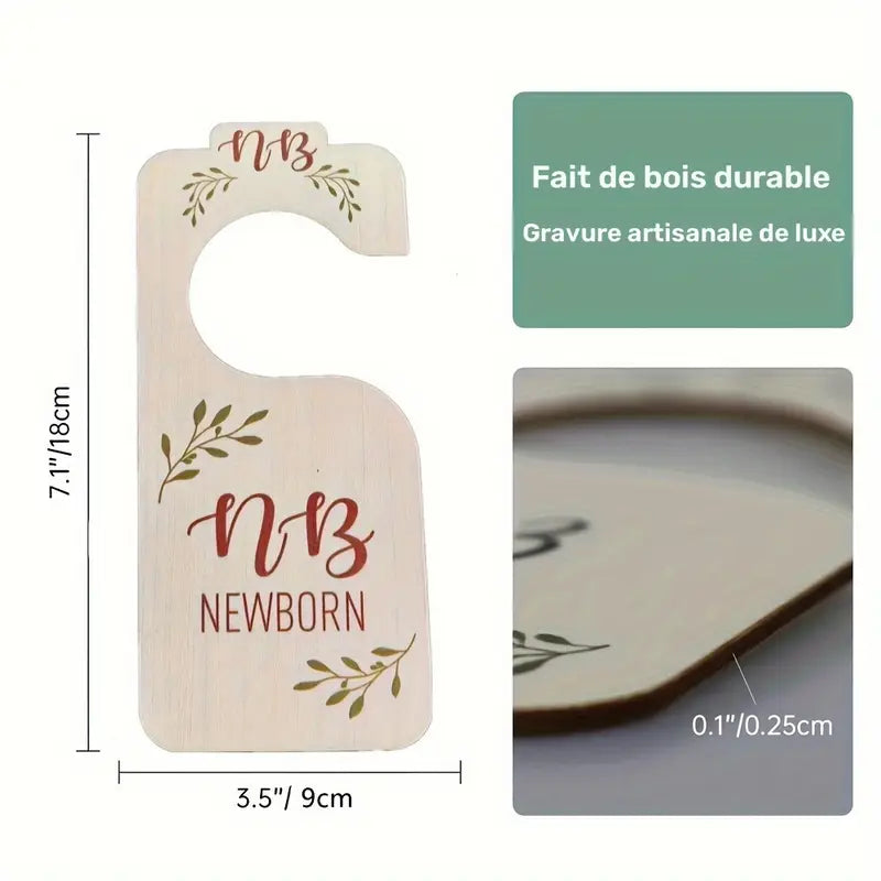 Séparateurs de Penderie Bébé en Bois – Organisateurs de Vêtements par Âge de 0 à 24 Mois