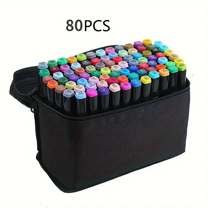Set de Marqueurs à Double Pointe – Feutres Alcool Professionnels pour Dessin, Manga, Esquisse et Coloriage Artistique