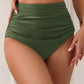 Bas de Bikini Femme Taille Haute Froncée – Effet Ventre Plat, Confort & Élégance