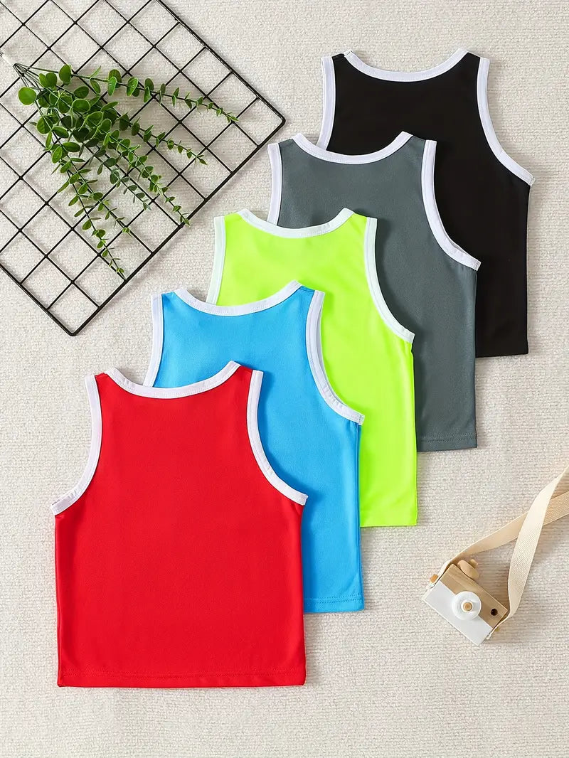 Débardeur de Sport Enfant – Maillot Sans Manches Respirant Rouge et Bleu