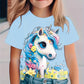 T-shirt Fille Licorne Colorée – Haut Enfant Manches Courtes Imprimé Fantaisie et Tendance