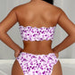 Bikini bandeau à volants avec imprimé fleuri – Style romantique et coupe échancrée