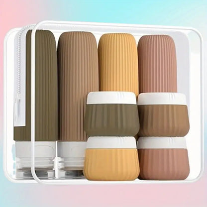 Kit flacons de voyage bébé en silicone – Pots rechargeables étanches avec trousse de rangement