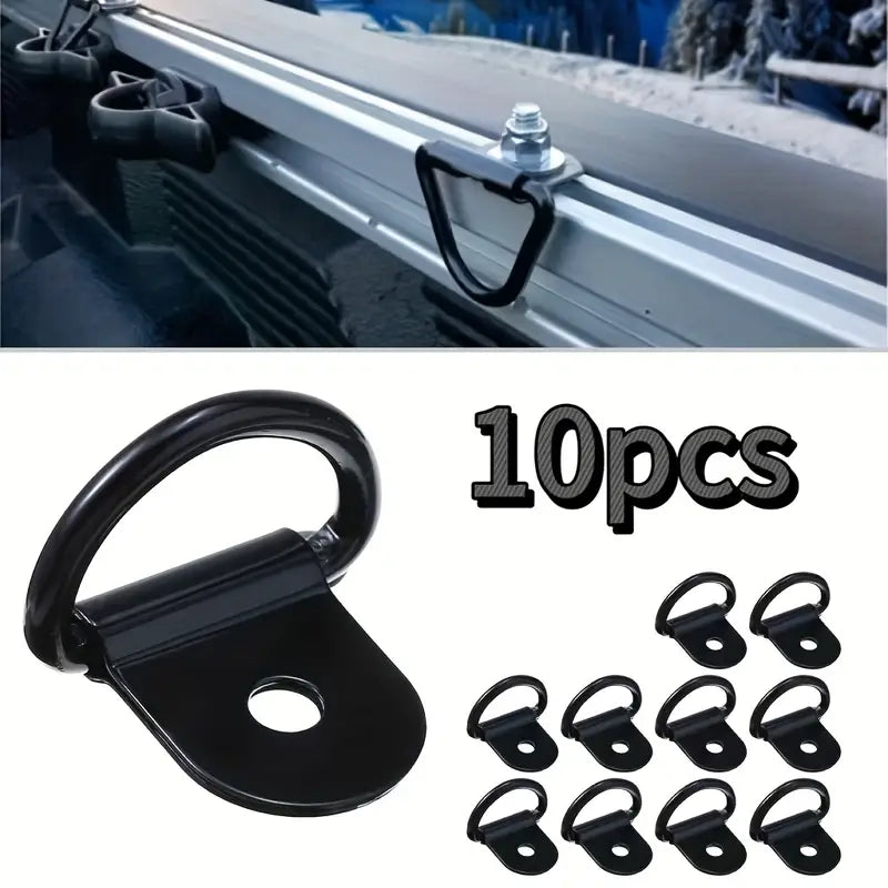 Lot de 4 Anneaux D-Ring Fixation Murale – Crochets Solides pour Camping-Car, Remorque et Rangement