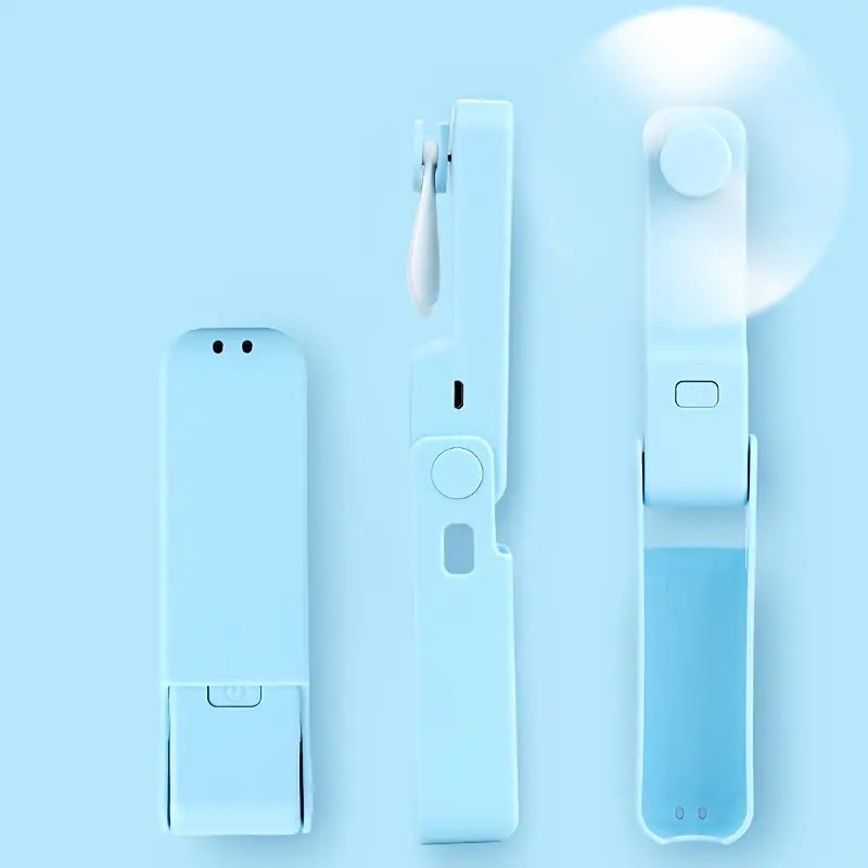 Ventilateur de Poche Pliable – USB Rechargeable, Compact et Silencieux avec LED Intégrée
