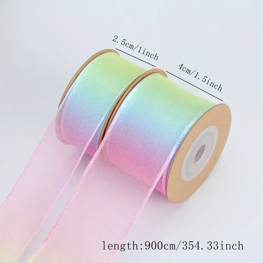 Ruban Cadeau Organza Arc-en-Ciel – Décoration Emballage Cadeaux, Fleurs et Fêtes