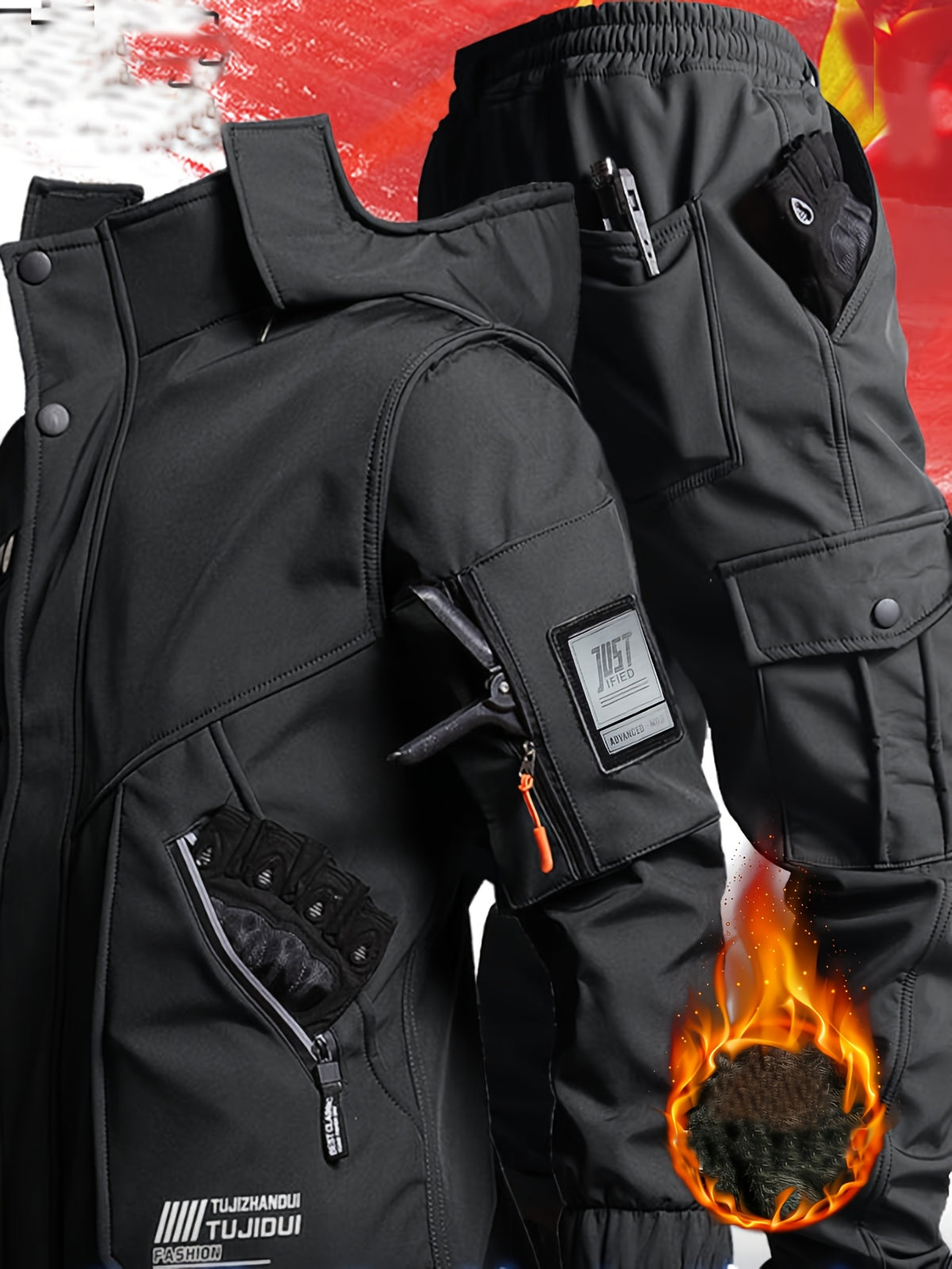Ensemble d'hiver chaud en polaire épaisse pour hommes