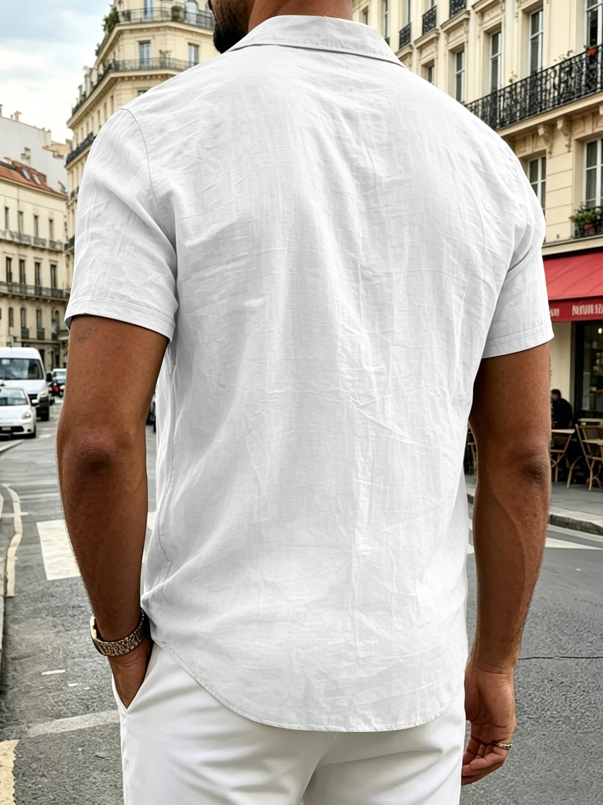 Lot de 2 chemises Henley à manches courtes en lin pour homme