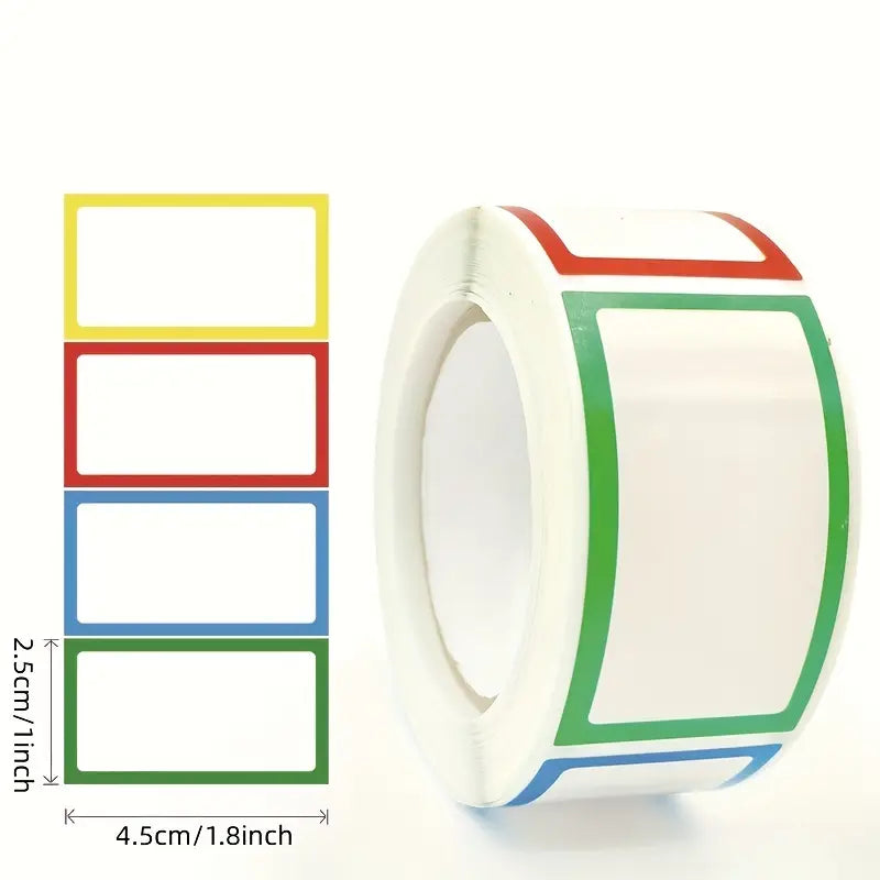 Rouleau d’Étiquettes Adhésives Colorées – 500 Autocollants Rectangulaires 4,5 x 2,5 cm pour Organisation, Papeterie et Bricolage