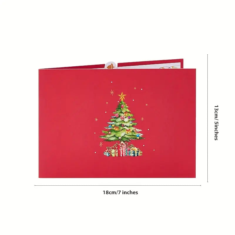Carte de Vœux Pop-Up Sapin de Noël 3D avec Cadeaux – Carte Festive Originale pour les Fêtes de Fin d’Année