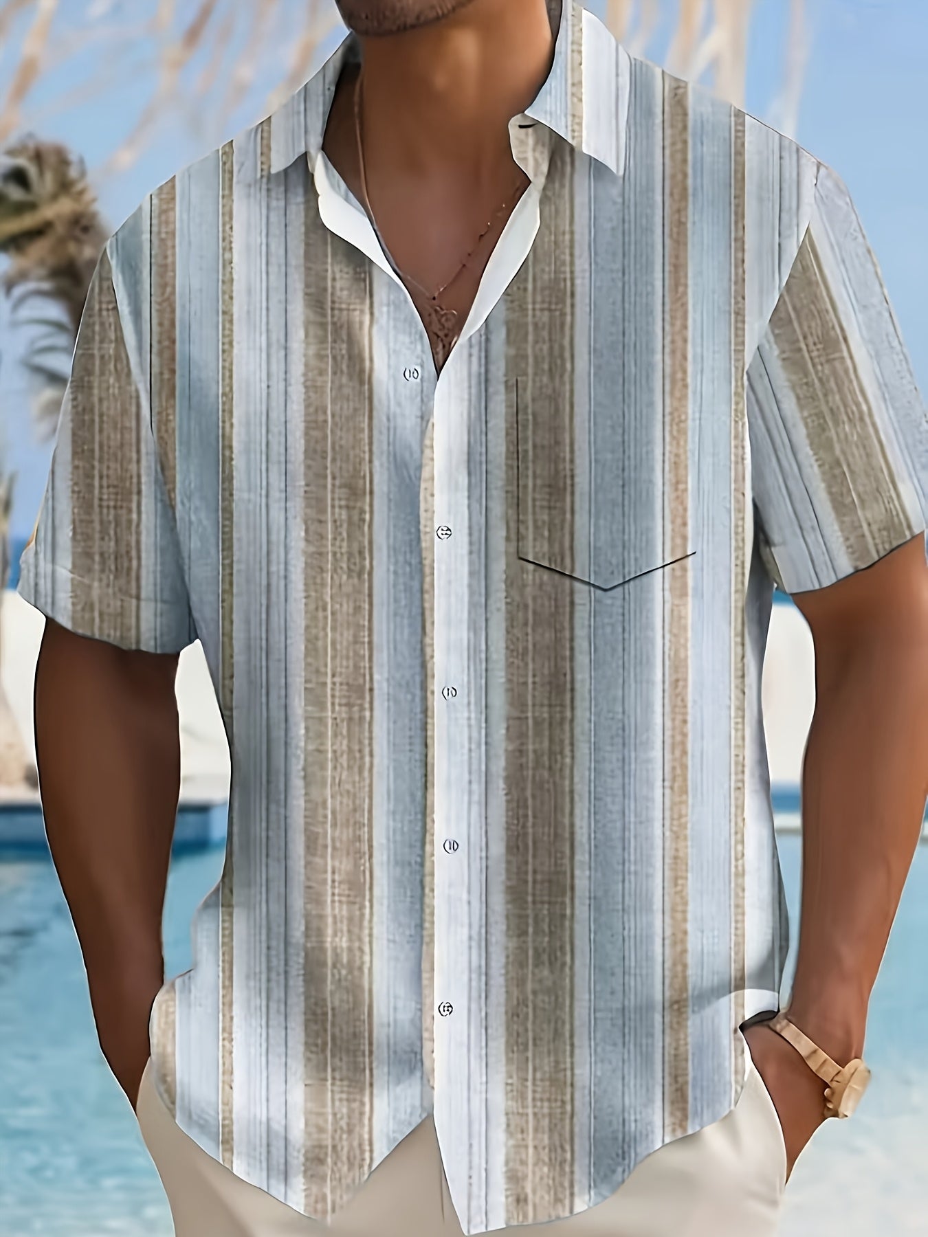 Chemise décontractée à rayures pour homme