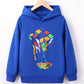 Sweat à capuche garçon bleu – Haut tendance avec imprimé Rubik’s Cube coloré, confortable et stylé