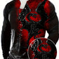 T-shirt fantaisie homme à lacets – Haut noir et rouge motif dragon gothique médiéval