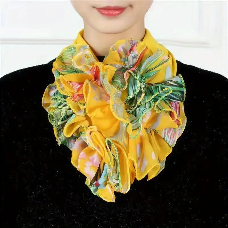 Faux col femme élégant à volants multicolores – Accessoire amovible chic pour robe, pull et chemisier