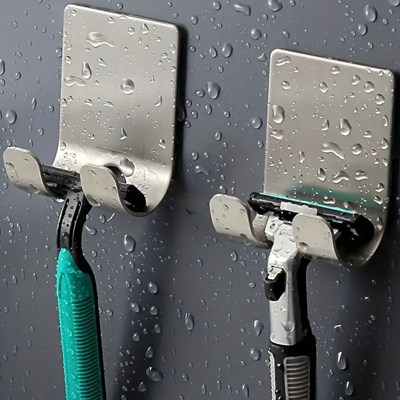 Support Murale pour Rasoir en Acier Inoxydable – Crochet Adhésif Étanche | Accessoires Salle de Bain