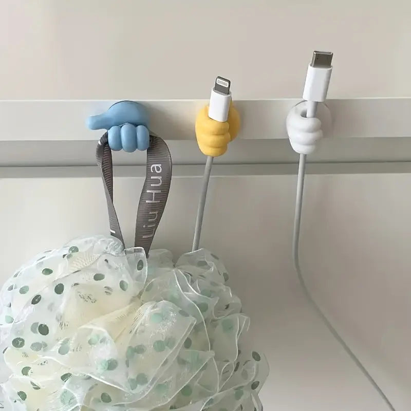Supports de Câbles Muraux en Forme de Main – Organiseurs Adhésifs Créatifs pour Fils et Objets Suspendus