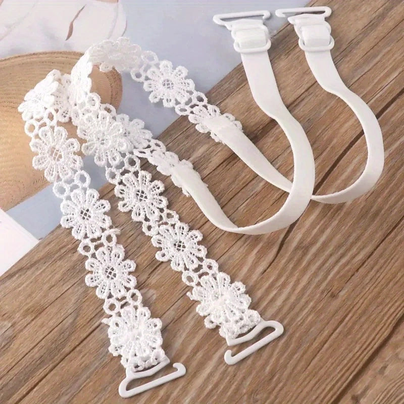 Bretelles de Soutien-Gorge en Dentelle Florale – Réglables & Élégantes, Accessoire Lingerie Femme Chic & Confortable