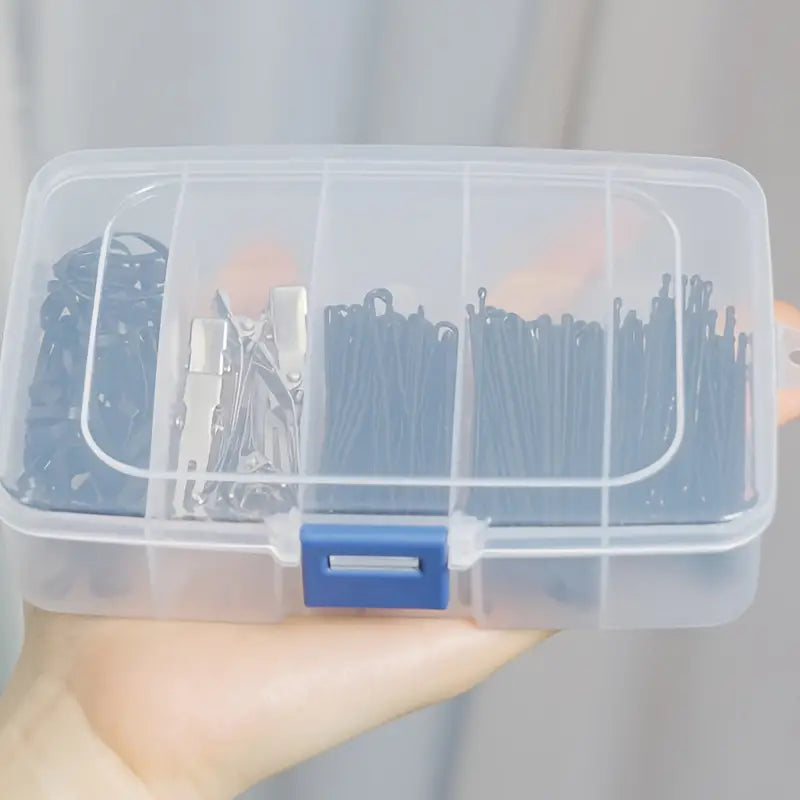 Boîte de Rangement Organisateur – Kit Accessoires Cheveux avec Pinces, Élastiques et Barrettes Classés