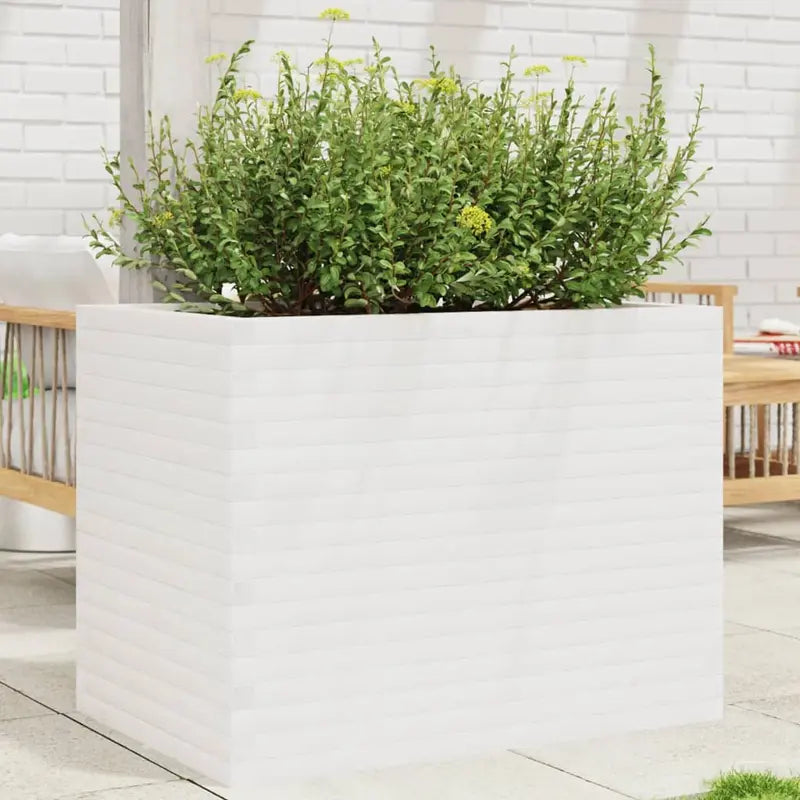 Grande jardinière rectangulaire blanche – Pot de fleurs moderne pour terrasse, balcon et jardin
