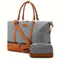 Sac de Voyage Rayé Élégant avec Bandoulière – Cabine Week-End Grande Capacité, Compatible Valise à Roulette