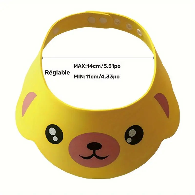 Visière de Bain Bébé Ajustable en Silicone – Accessoire Douche et Shampoing Anti-Eau avec Motif Animal Mignon