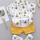 Chemise garçon à motifs cactus et tipis avec short rose, coloris Jaune