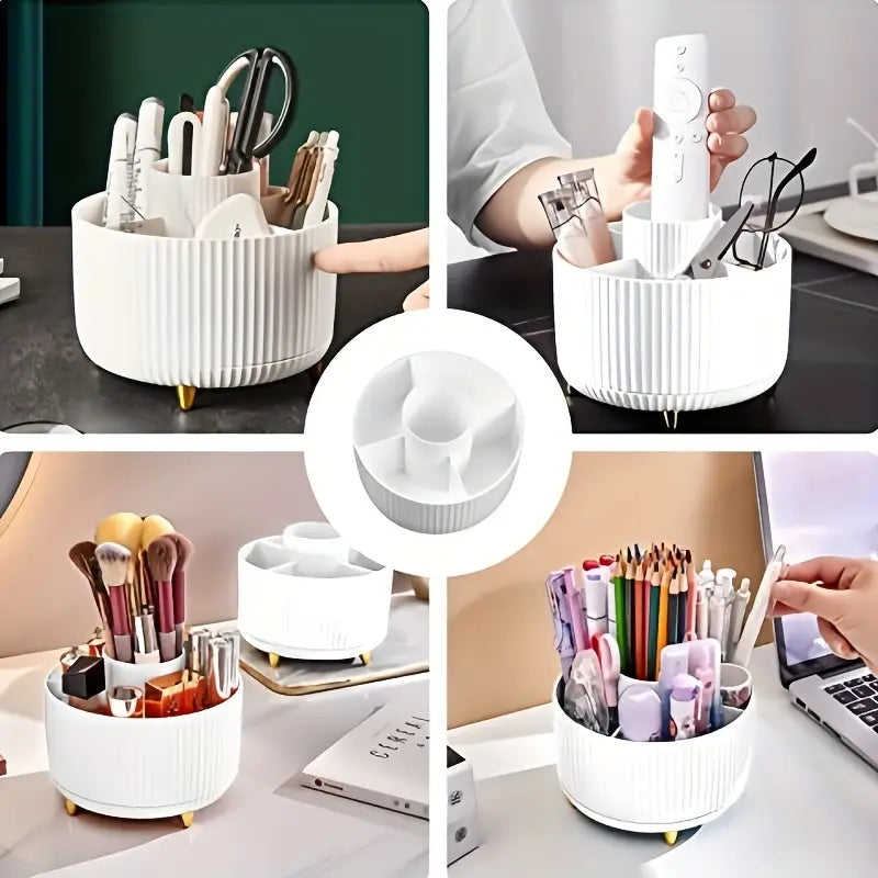 Organiseur Rotatif Multifonction – Boîte de Rangement à Compartiments pour Maquillage, Stylos et Accessoires