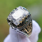 Bague homme vintage en argent avec pierre précieuse jaune – Bijou massif et élégant