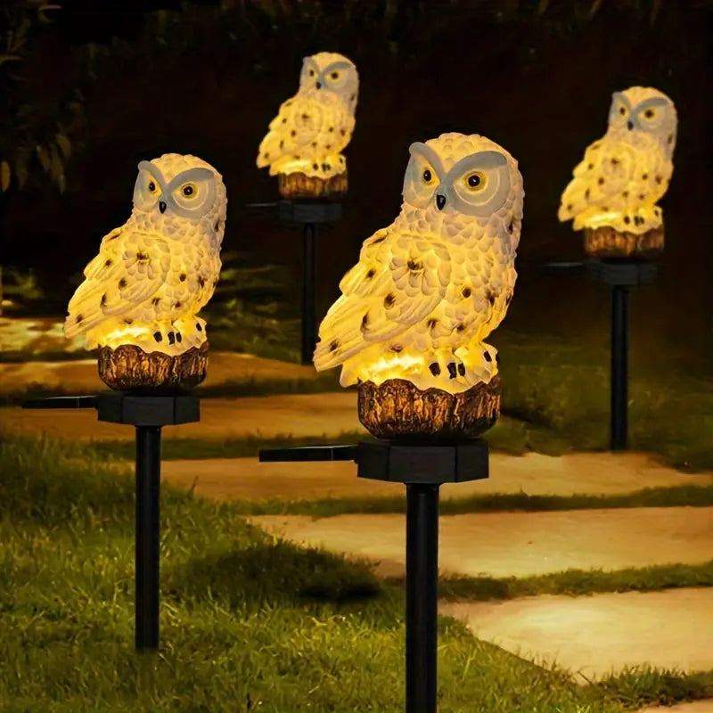 Statue Solaire Hibou Lumineux – Sculpture de Jardin Décorative LED Étanche pour Extérieur