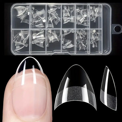 Capsules Ongles Transparentes French Manucure – Faux Ongles Courts Courbés en Coffret de 240 Pièces