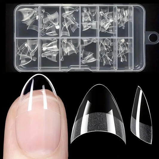 Capsules Ongles Transparentes French Manucure – Faux Ongles Courts Courbés en Coffret de 240 Pièces