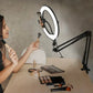 Ring Light LED avec Bras Articulé – Lampe d’Éclairage Professionnelle pour Smartphone, Vidéos et Maquillage