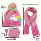 Ensemble Hiver Licorne Fille – Bonnet, Écharpe et Gants Chauds en Tricot
