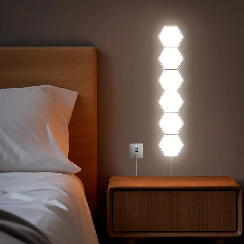 Appliques Murales LED Modulables Hexagonales – Éclairage Décoratif Moderne Tactile pour Salon, Chambre et Bureau