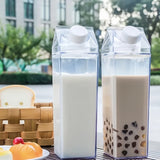Bouteille Lait Carrée Transparente Sans BPA Réutilisable