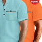2 pièces Ensemble 100% Coton Chemise Homme Unie Légère Absorbant