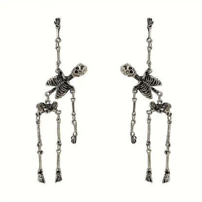 Boucles d’oreilles squelette articulé – Accessoire Halloween gothique tendance