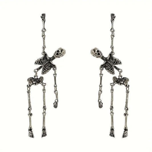 Boucles d’oreilles squelette articulé – Accessoire Halloween gothique tendance
