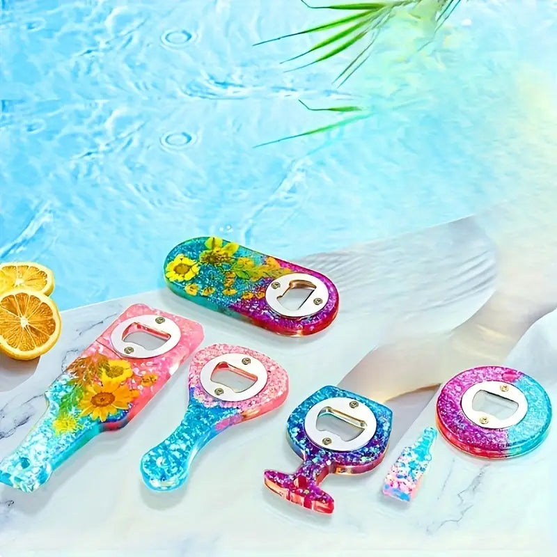 Kit Moule Résine Ouvre-Bouteille - 10 Formes Originales + Accessoires pour Créations DIY Uniques