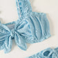 Bikini brodé avec volants – Haut à larges bretelles et culotte nouée ajustable