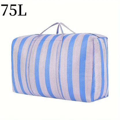 Sac de Rangement XXL 120L à Rayures – Grand Sac de Stockage Résistant pour Vêtements, Couvertures et Déménagement