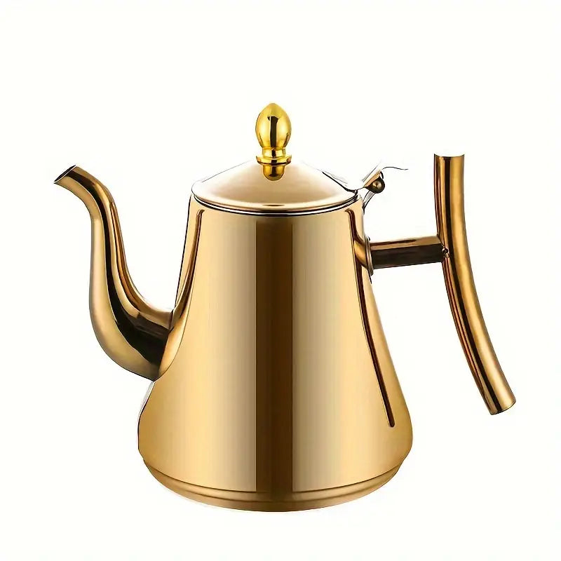Bouilloire Col de Cygne en Inox Doré – Design Élégant pour Café Filtre et Infusion, Versement Précis et Contrôle de la Température