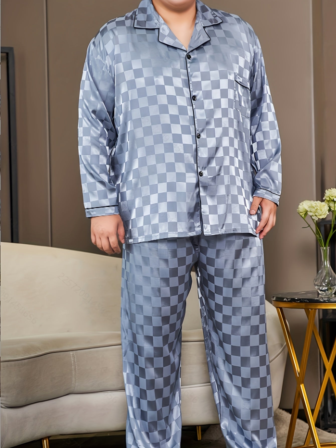 Ensemble décontracté à carreaux jacquard pour hommes