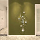 Sticker mural miroir vase floral 3D – Décoration murale effet miroir 80x32 cm pour salon, entrée ou couloir