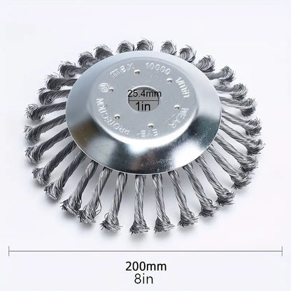 Brosse métallique désherbante pour débroussailleuse – Tête en acier torsadé anti-mousse pour allées et pavés